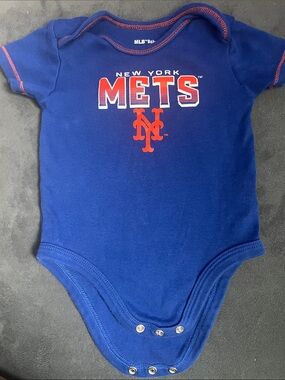 MLB New York Mets Navy Blue and Orange Baby Bodysuit